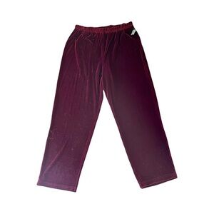 Coldwater Creek | New Burgundy Wine Velvet Pull On Straight Leg Pants, Large